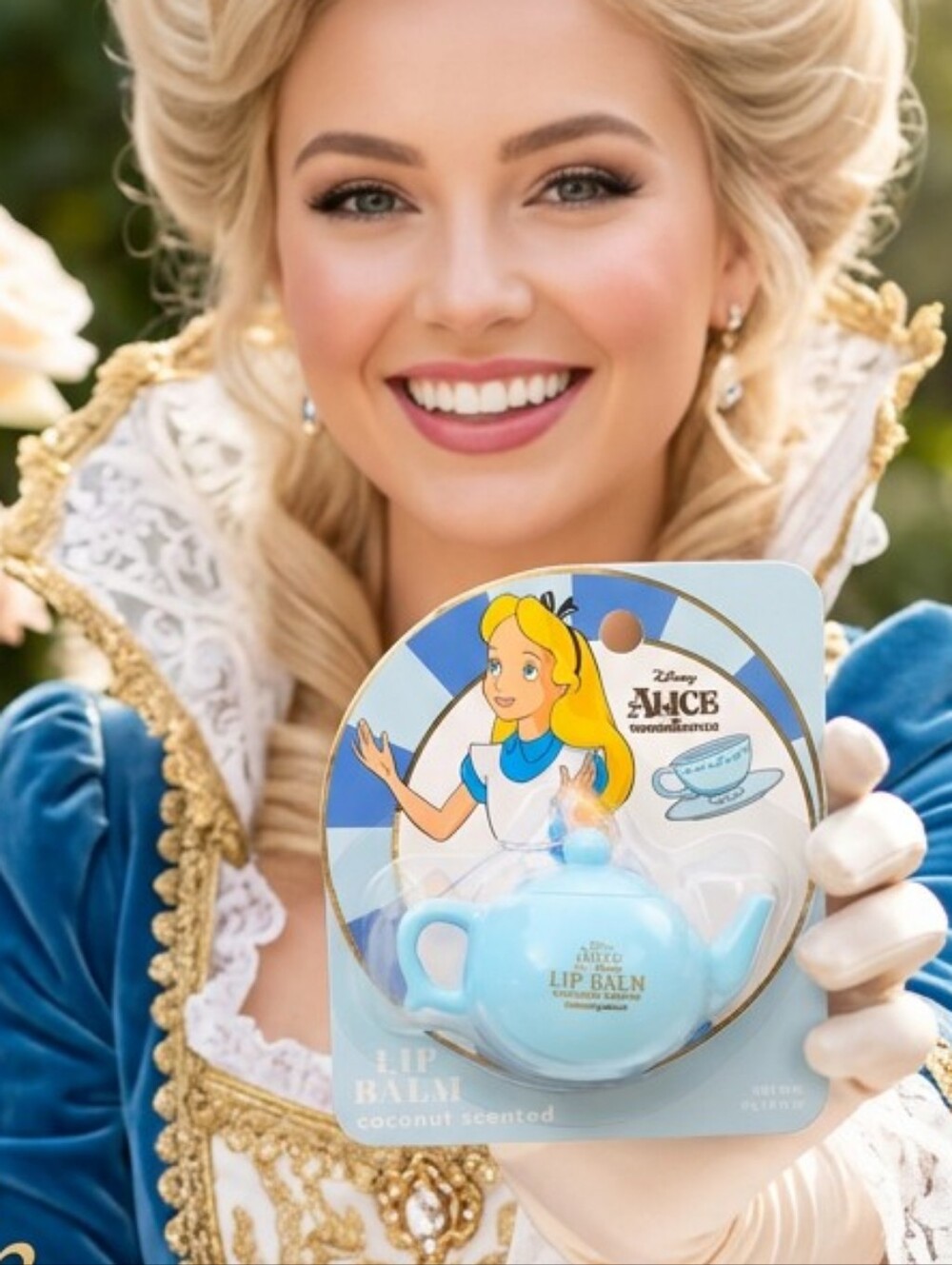 Disney Alice in Wonderland Lip Balm Blue Teapot Coconut Scented Tea Party NWT 4g